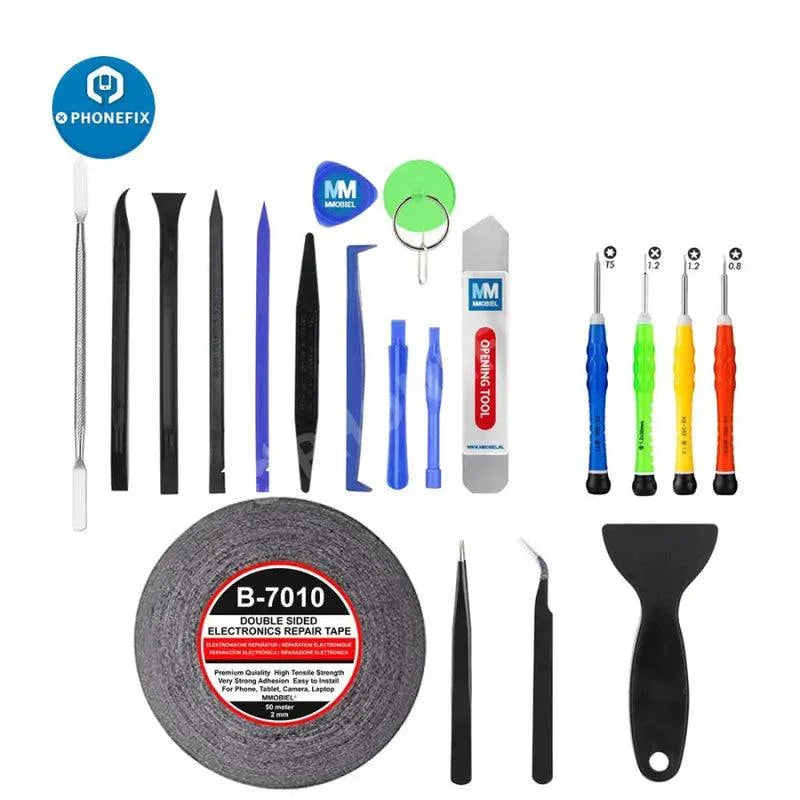PhoneFix All-In-1 LCD screen opening toolkit with screwdriver set for phone repair, includes precision tools for easy device opening.