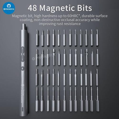 PhoneFix 62-in-1 electric precision screwdriver set with various bits, ideal for phone and PC repair DIY toolkit.
