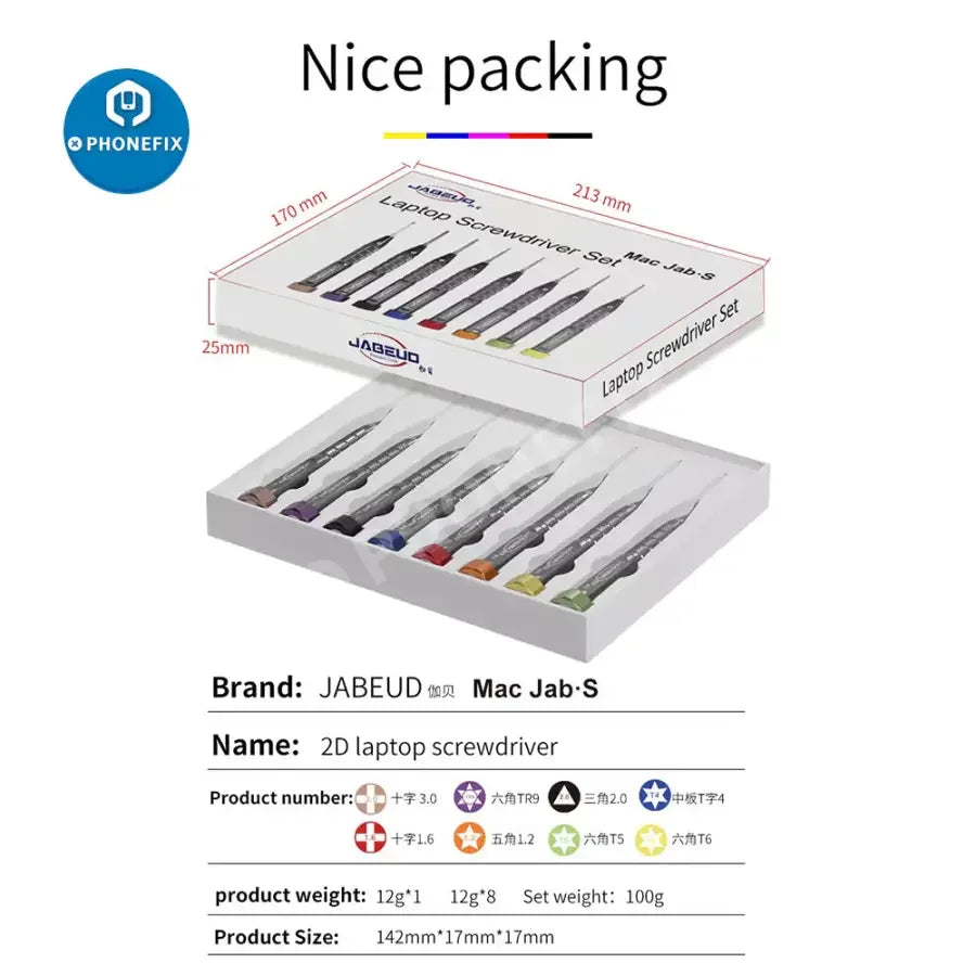 PHONEFIX professional screwdriver set for MacBook Air and Pro, essential repair tools for laptop disassembly and maintenance.