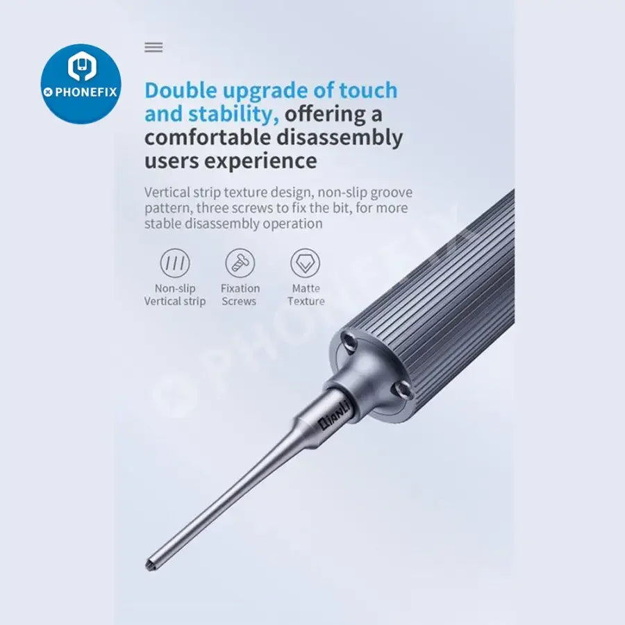 PHONEFIX Qianli 3D Ultra Feel screwdriver set with Phillips tools for phone disassembly, featuring ergonomic handles and precision tips.