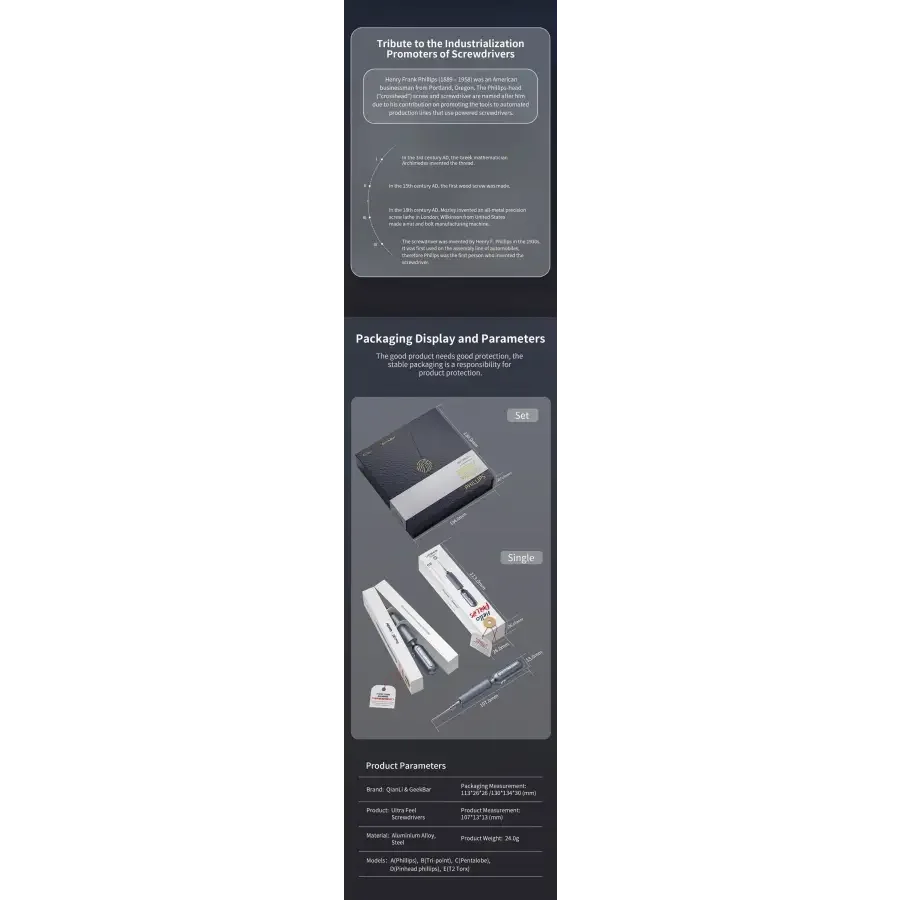 PhoneFix Qianli 3D Ultra Feel screwdriver set for phone disassembly, with Phillips screwdrivers and precision tools in a compact case.