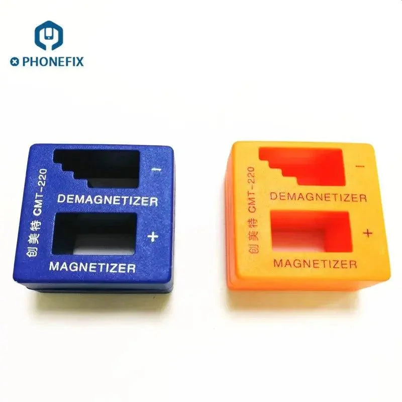 PhoneFix magnetizer and demagnetizer screwdriver tip tool with screw bits for easy pickup and magnetizing or demagnetizing screwdrivers.