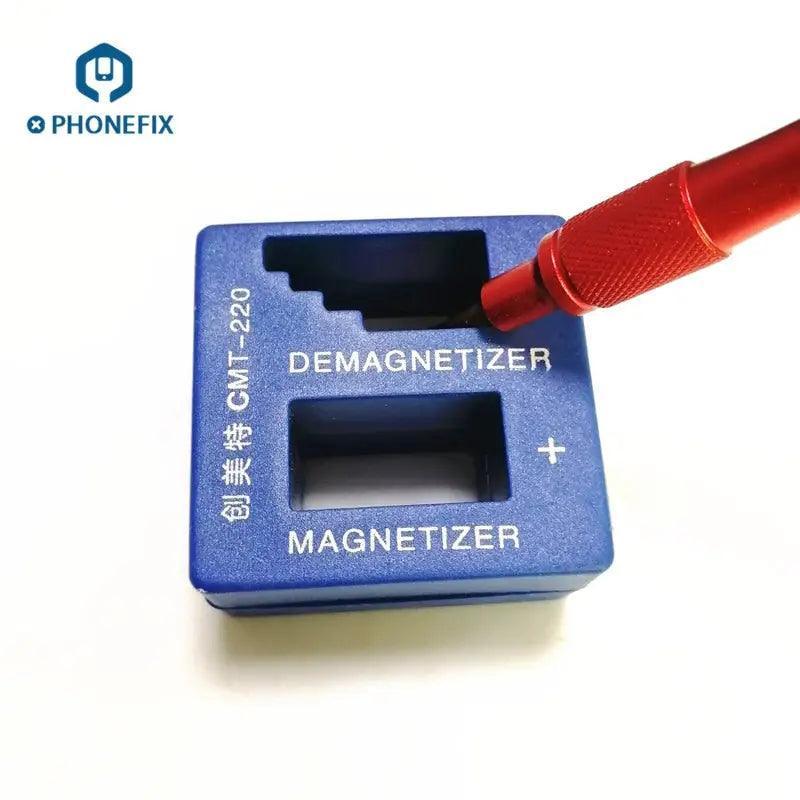 PhoneFix magnetizer and demagnetizer screwdriver tip tool with screw bits and pickup capabilities for precise electronic repairs.