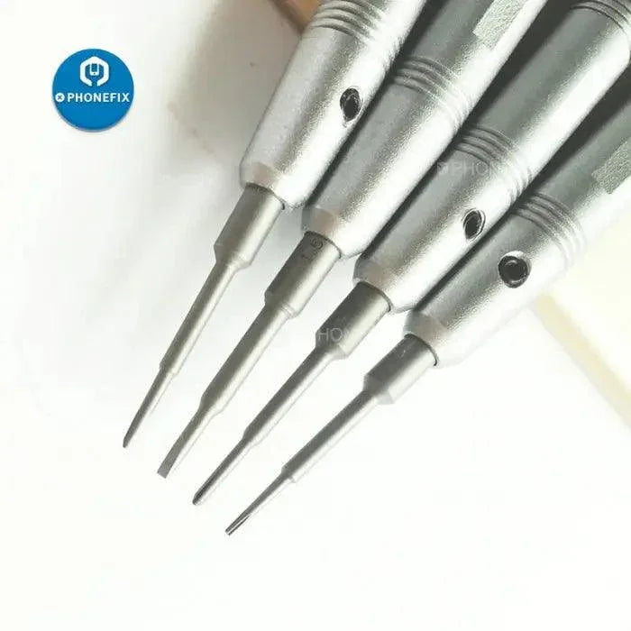 Phonefix S2 steel anti-rust screwdriver with precision vanadium bits, showing a close-up of the durable tool with ergonomic handle.