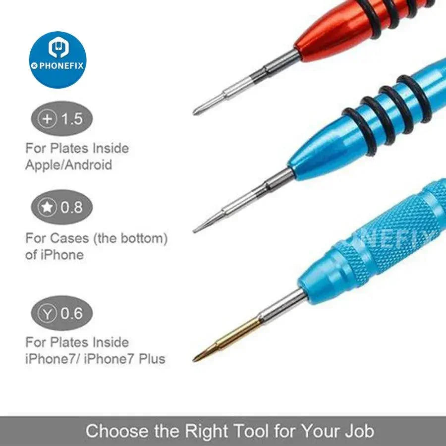16-piece DIY phone repair kit with mini precision screwdrivers from PHONEFIX, including various screwdriver tools for phone repairs.