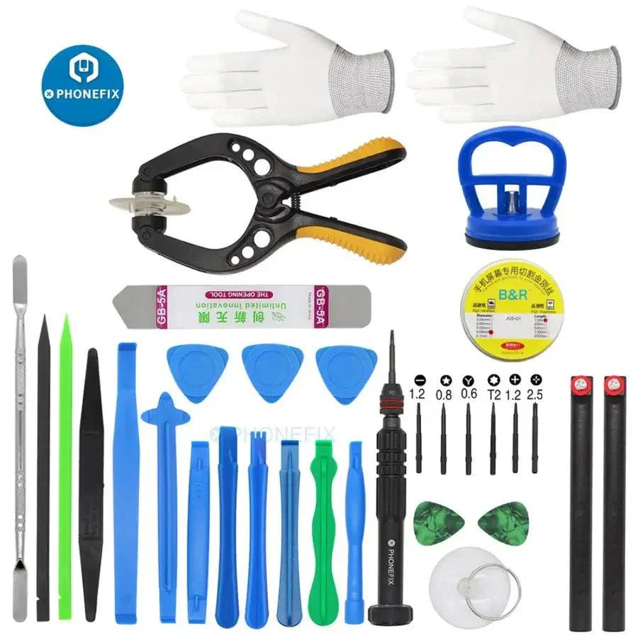 PHONEFIX 25-in-1 phone disassembly screwdriver set with pry tools for battery removal and repair tasks.