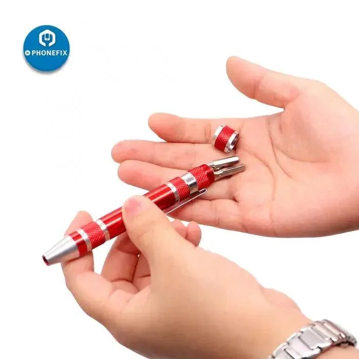 PhoneFix 8-in-1 screwdriver set for electronic cigarette atomizer repair, includes multiple precision tools for opening and fixing.