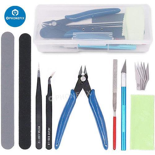 Kit de herramientas PHONEFIX 9 en 1 para la reparación de teléfonos móviles, con destornilladores y figura de juguete para reparaciones y proyectos de manualidades.