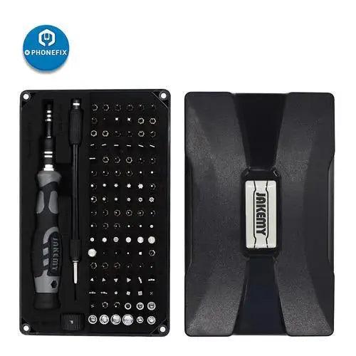JAKEMY 106-in-1 precision screwdriver set with magnetic screwdrivers and tools kit, ideal for electronics repair and maintenance.