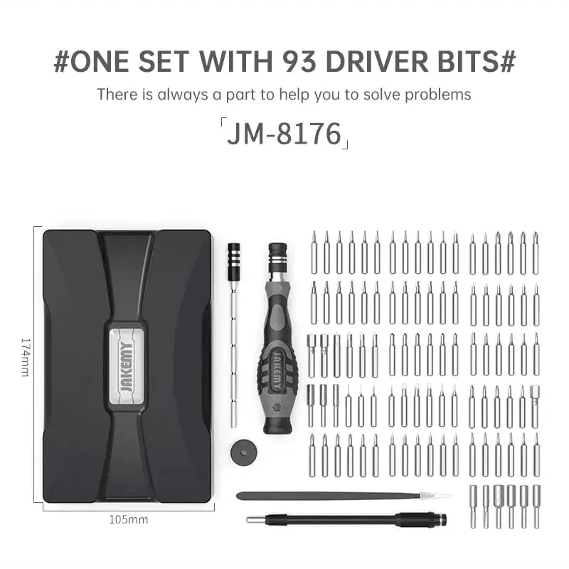 JAKEMY 106-in-1 precision screwdriver set with magnetic screwdrivers and various bits for phone and electronics repair by PHONEFIX