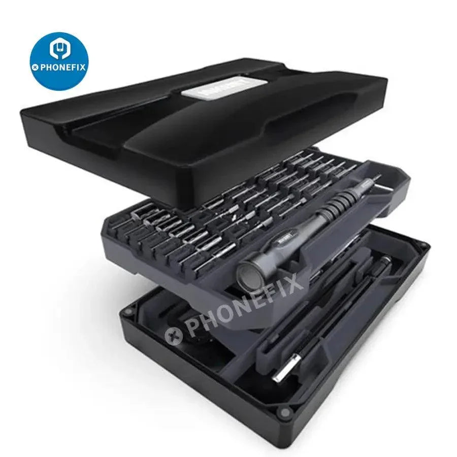 JAKEMY JM-8172 precision magnetic screwdriver repair tools kit with screwdriver bits and handle for electronic device repairs.