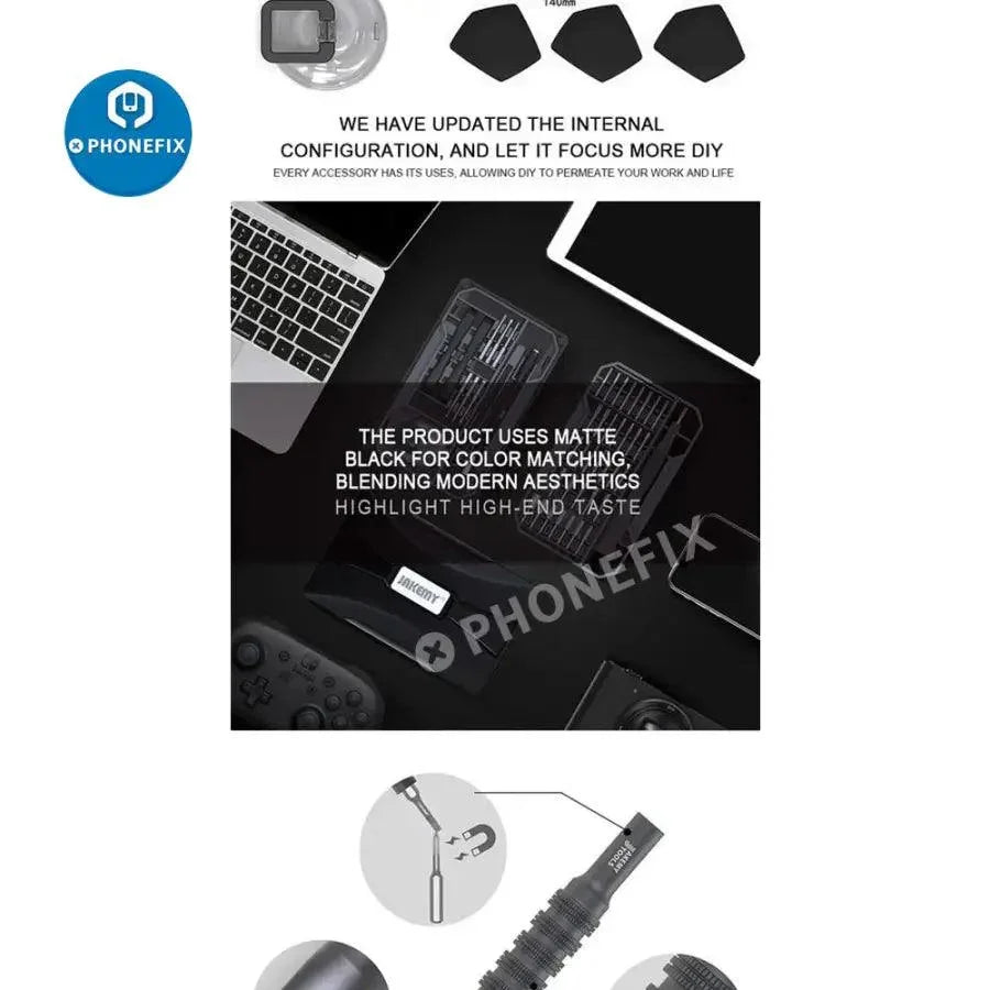 JAKEMY JM-8172 Precision Magnetic Screwdriver Repair Tools Kit with multiple screwdrivers and accessories for electronics repair