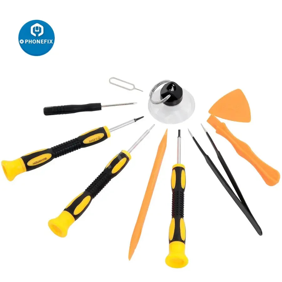 PHONEFIX magnetic screwdriver tool kit for iPhone, Samsung, Huawei repair, includes precision screwdrivers and magnetic bits for phone repair.