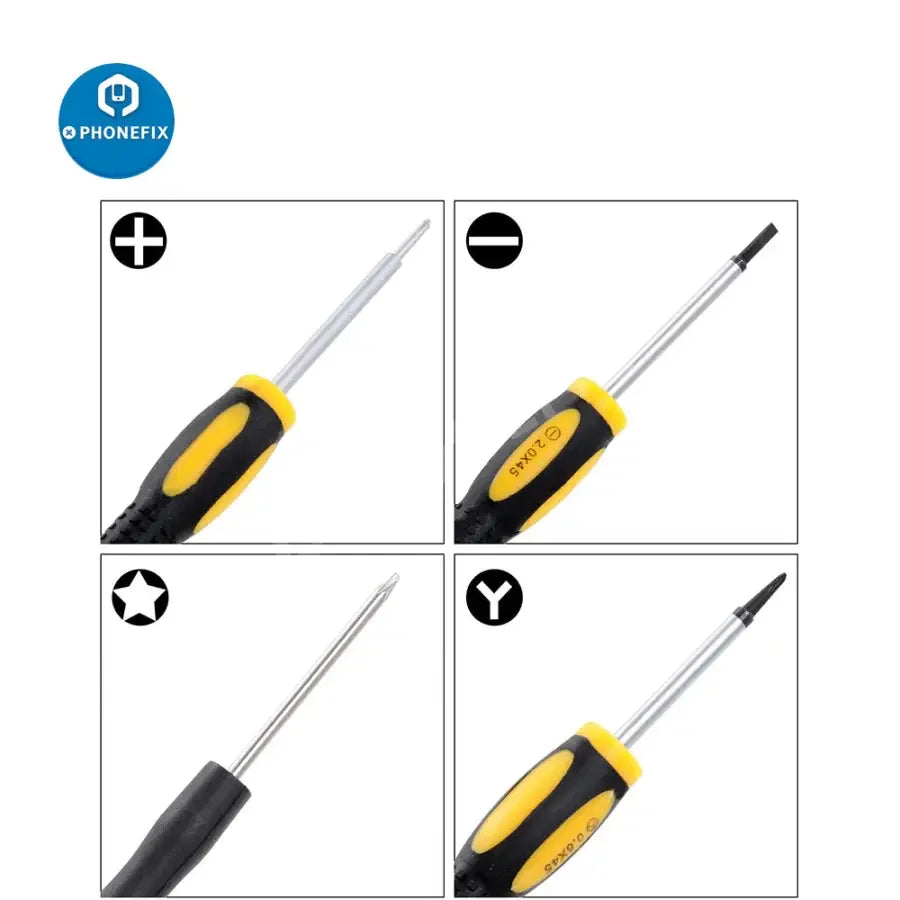 PHONEFIX magnetic screwdriver tool kit for iPhone, Samsung, Huawei repair, includes precision screwdrivers for phone repair.