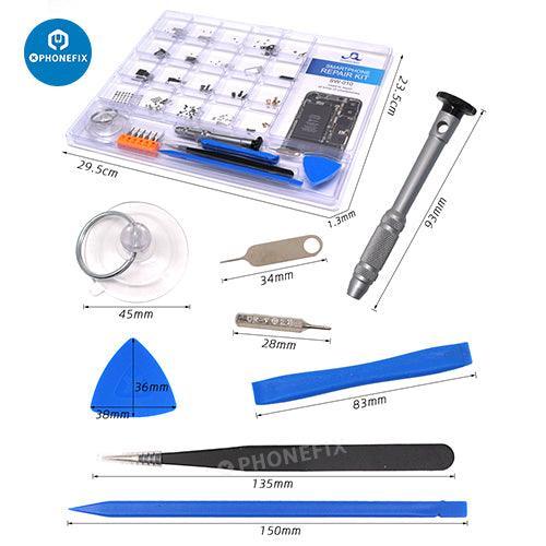PhoneFIX multi-purpose phone parts and screwdriver repair kit with screen opening tools for DIY phone repair and maintenance.