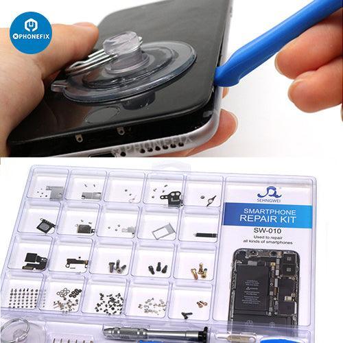 PHONEFIX multi-purpose phone parts box with screwdriver tools for DIY phone repair and electronic device maintenance.