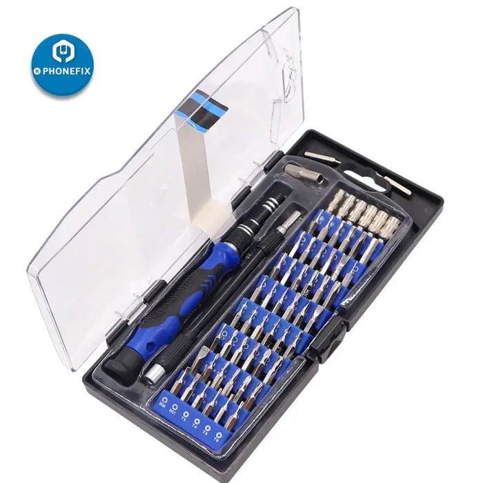 PhoneFix 80-in-1 precision screwdriver set with multiple screwdriver tools for electronics device repair.