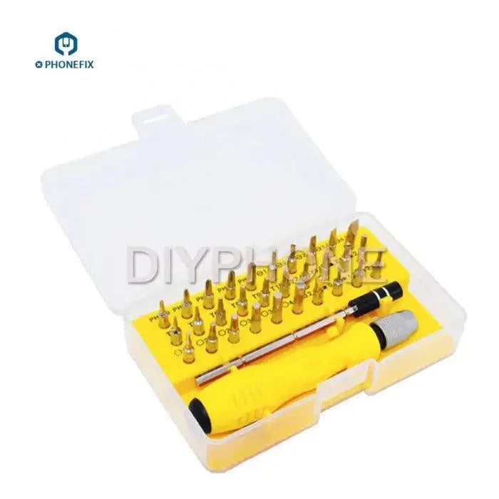 Green PhoneFix Precision Mini Screwdriver Toolkit with essential tools for basic phone repair and opening electronic devices.