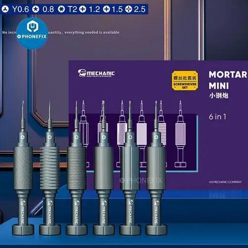 PHONEFIX Mechanic iShell iMini Magnetic Screwdriver Set with precision bits for phone repair, compact tool kit for electronics repair.