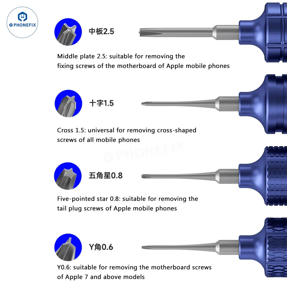 Juego de destornilladores magnéticos PHONEFIX Mechanic iShell iMini para reparación de teléfonos, herramientas de destornillador compactas con puntas magnéticas y brocas de precisión.