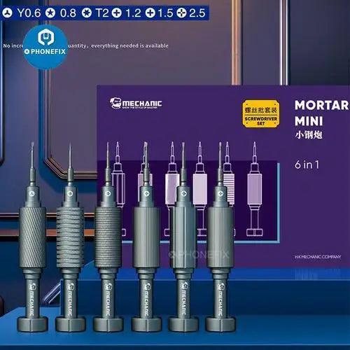 PhoneFix 6-in-1 precision screwdriver set for smart phone opening and repair, featuring compact screwdriver tools and interchangeable bits.