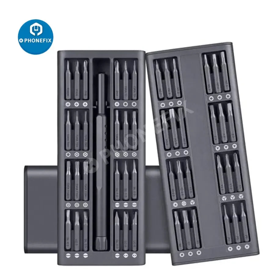 JM-8182 PHONEFIX 49-in-1 screwdriver set with magnetic driver bits and precision tips, ideal for electronics repair and maintenance.