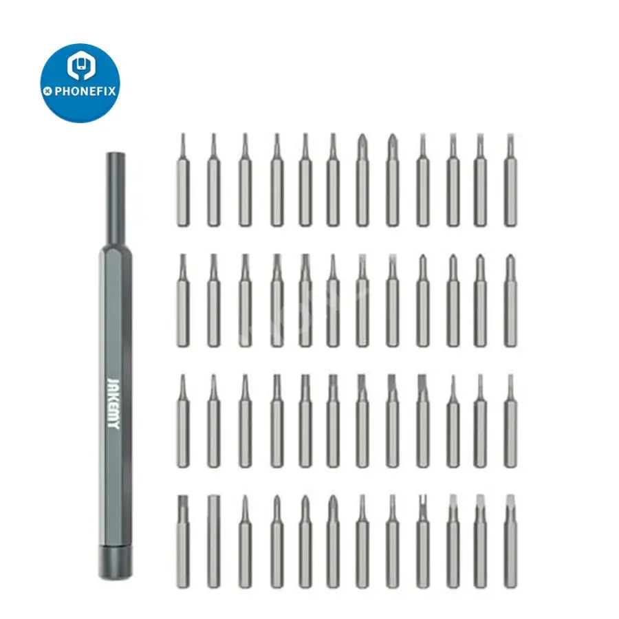 JM-8182 PHONEFIX 49-in-1 screwdriver set with magnetic driver bits and precision tips for electronic repair tools.