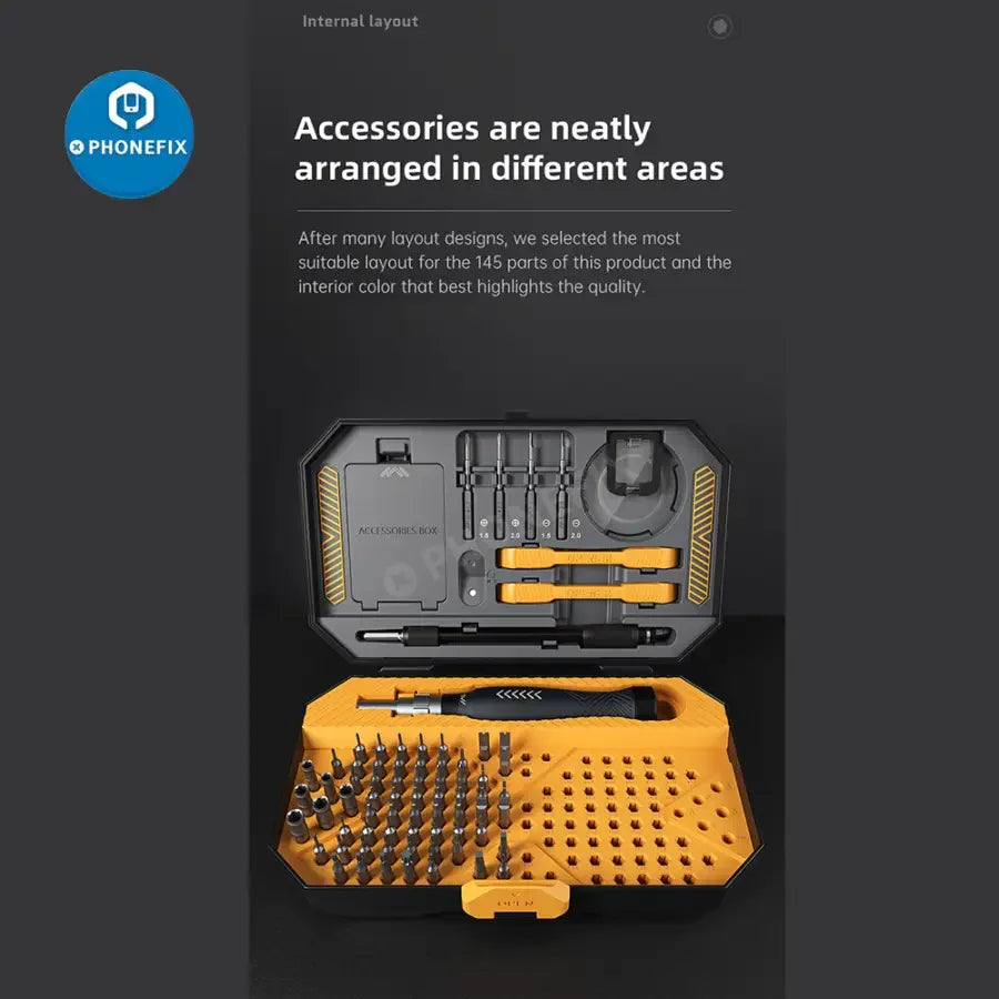 PHONEFIX JM-8183 Precision Screwdriver Set for iPhone repair, featuring multiple screwdrivers and toolkit components.