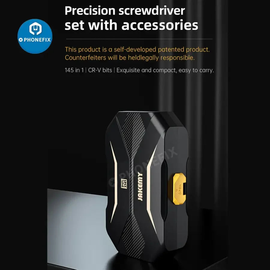 PhoneFix JM-8183 Precision Screwdriver Set with multiple screwdriver tools for iPhone repair in a compact toolkit.