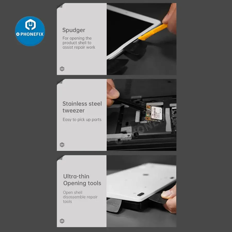 PHONEFIX JM-8183 Precision Screwdriver Set for iPhone repair with multiple screwdriver tools in a compact toolkit.