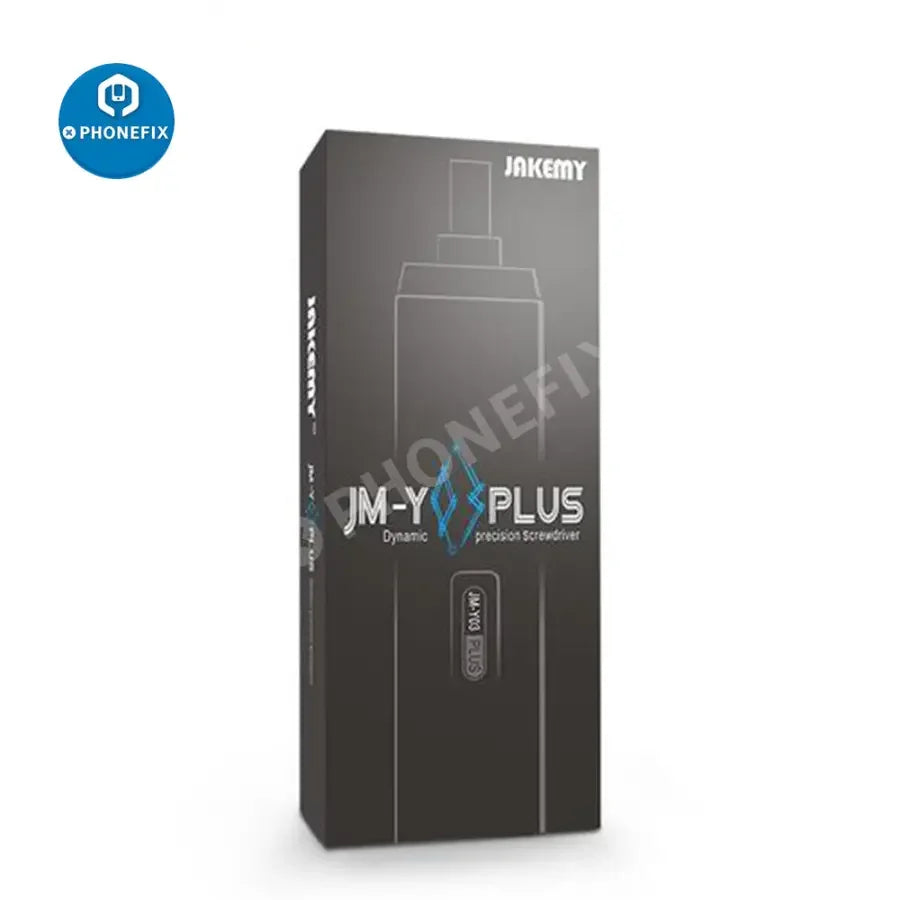 PHONEFIX JM-Y03 Plus 43-in-1 electric screwdriver with rechargeable bits and ergonomic handle, ideal for precise electronic repairs.
