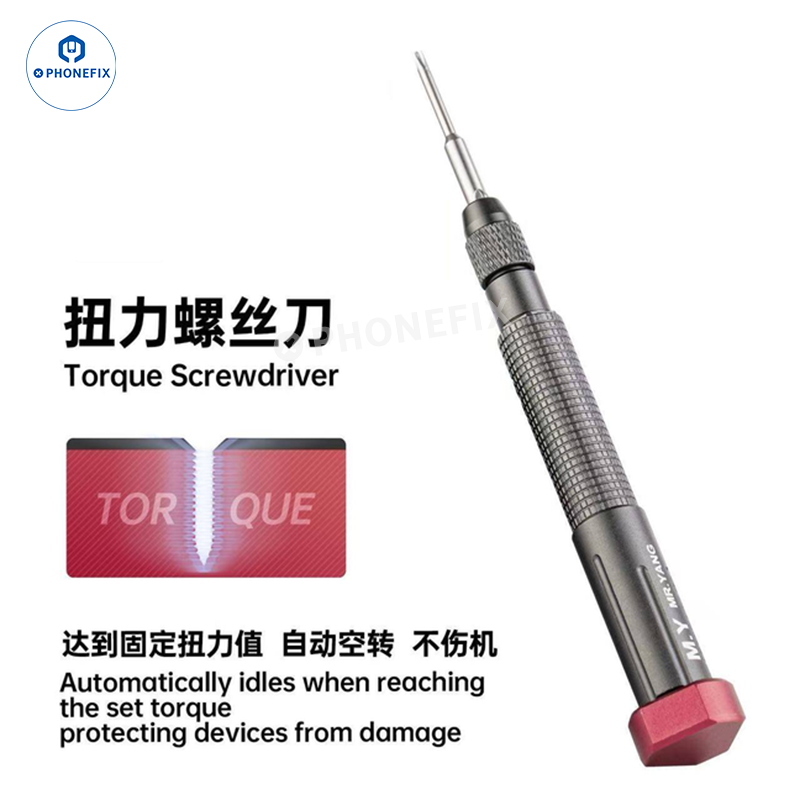 PHONEFIX YCS M.Y-TX01 5-in-1 torque screwdriver with interchangeable bits, designed for iPhone 17 and phone repair.