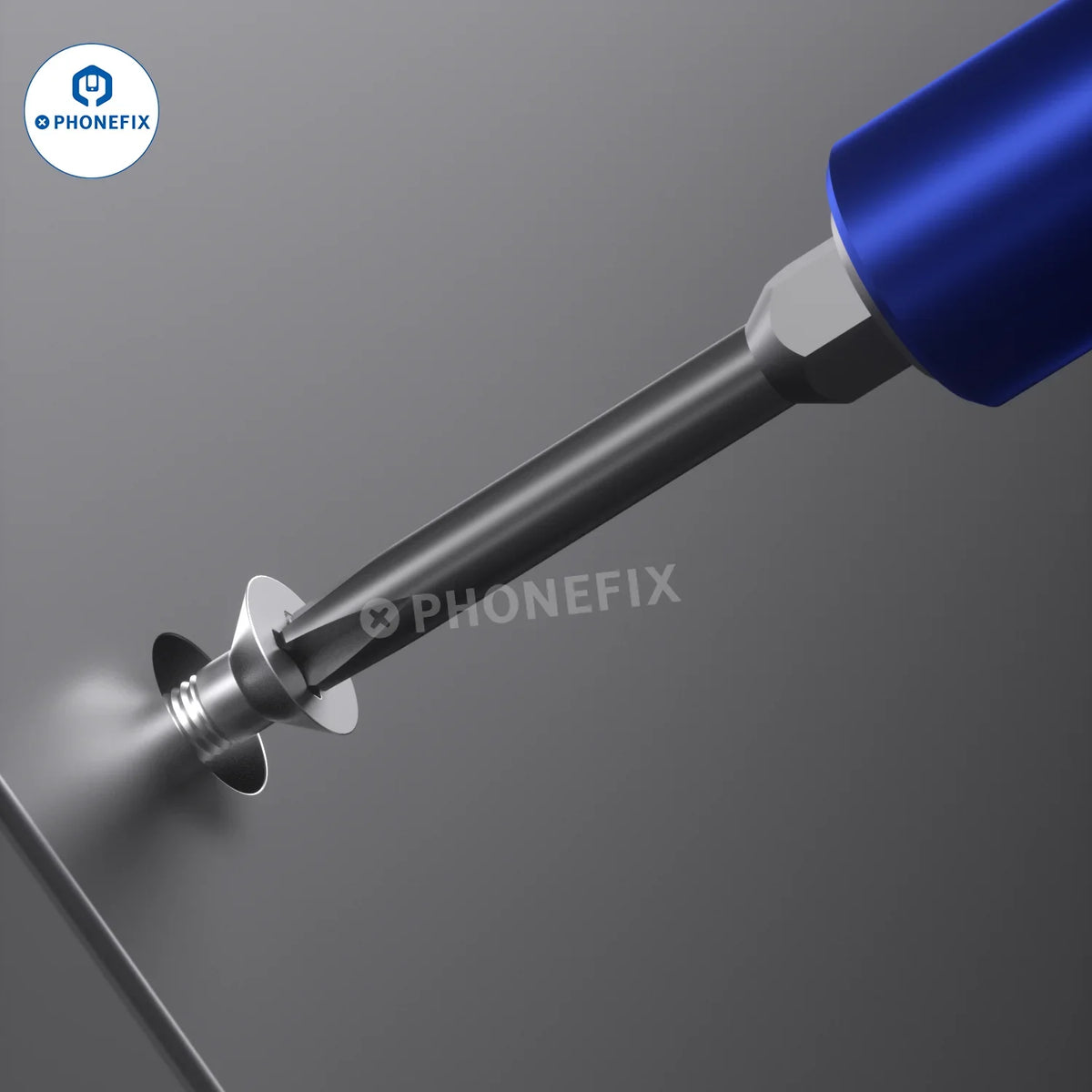PHONEFIX MECHANIC ES480 48-in-1 electric screwdriver set with various screwdriver bits for phone disassembly and repair.