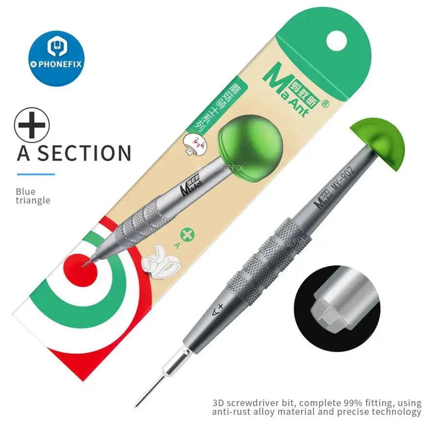 MaAnt 3D Knight high-precision alloy screwdriver for phone repair tools, showing the detailed metal tip and ergonomic handle.