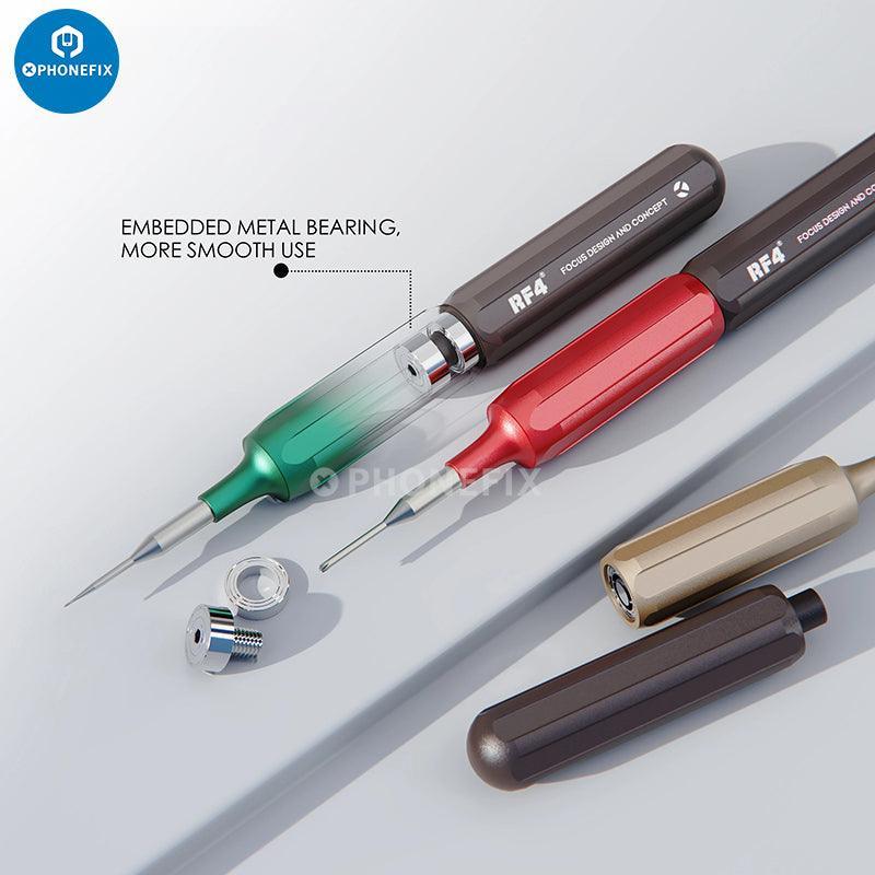 PhoneFix RF4 3D glue remover blade and screwdriver pry knife disassembly tool for phone repair and device opening.