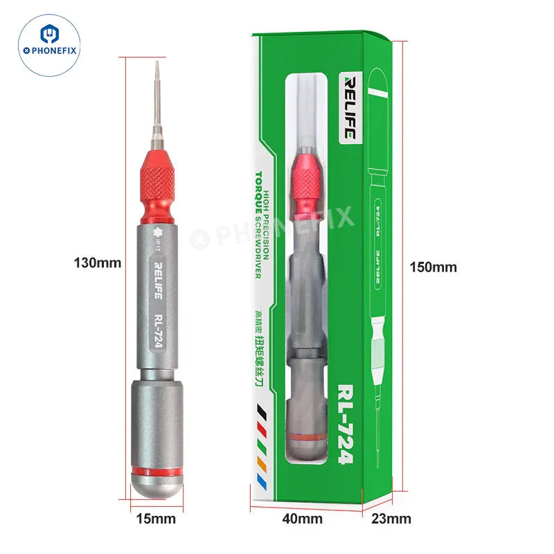 PHONEFIX RL-724 high precision torque screwdriver set with 5 screwdrivers for phone disassembly and repair.
