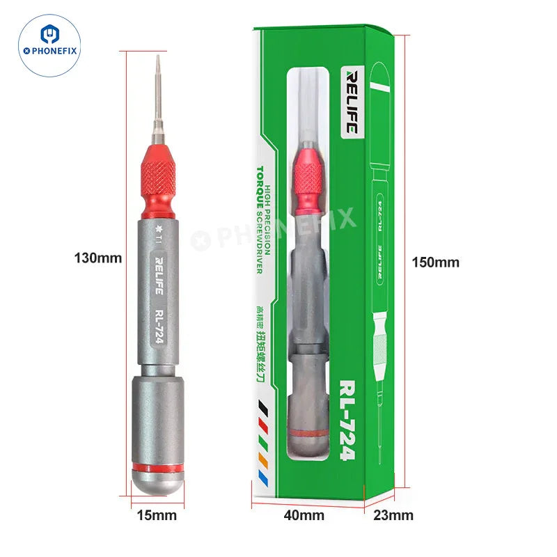 PHONEFIX RL-724 high precision torque screwdriver set for phone disassembly, featuring five screwdrivers for delicate electronic repairs.