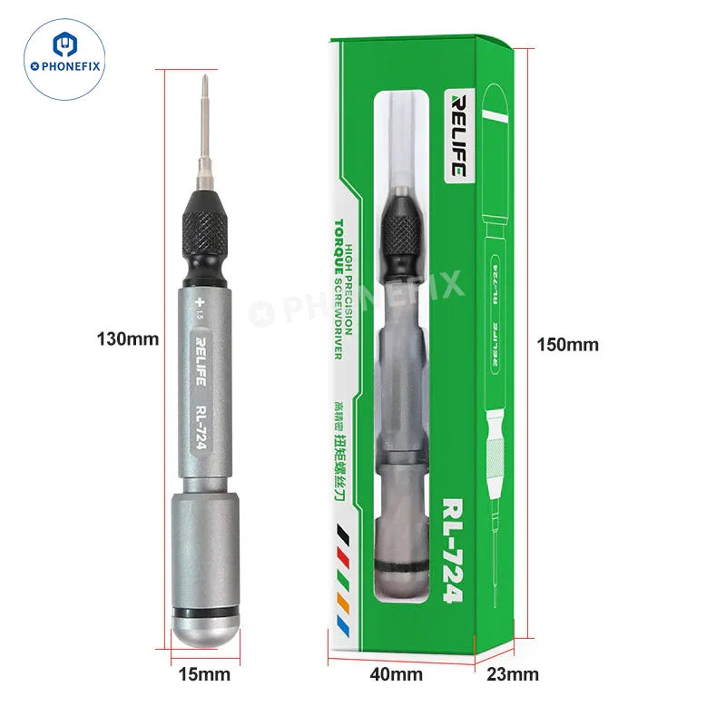 PHONEFIX RL-724 high precision torque screwdriver set with 5 screwdrivers for phone disassembly and repair.