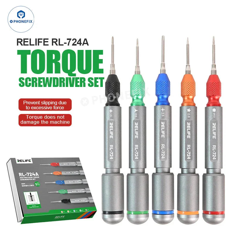PhoneFix RL-724 high precision torque screwdriver for phone disassembly, featuring a compact screwdriver tool set.