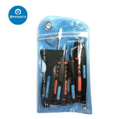 PHONEFIX 20-in-1 LCD screen opening tool kit with screwdrivers, pry tools, and silicone mat for DIY phone repairs.