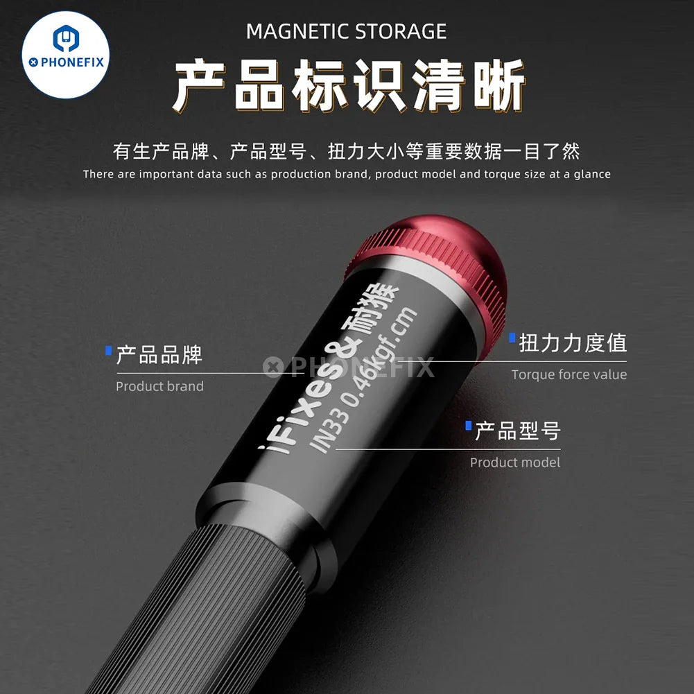 iFixes iN33 3D precision torque screwdriver for phone disassembly, featuring ergonomic handle and versatile tool bits.