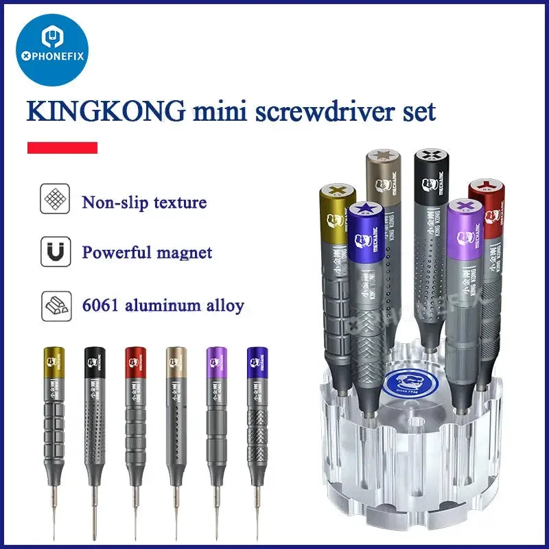 PhoneFix KINGKONG MINI screwdriver set with disassembly tools, compact screwdriver tools for phone and electronics repair.