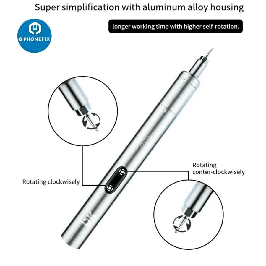 Adjustable position electric screwdriver by PHONEFIX for phone repair and dismantling, featuring precision tool design.