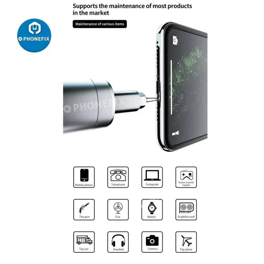 Adjustable position electric screwdriver by PHONEFIX for phone repair and dismantling, featuring precision screwdriver tools.