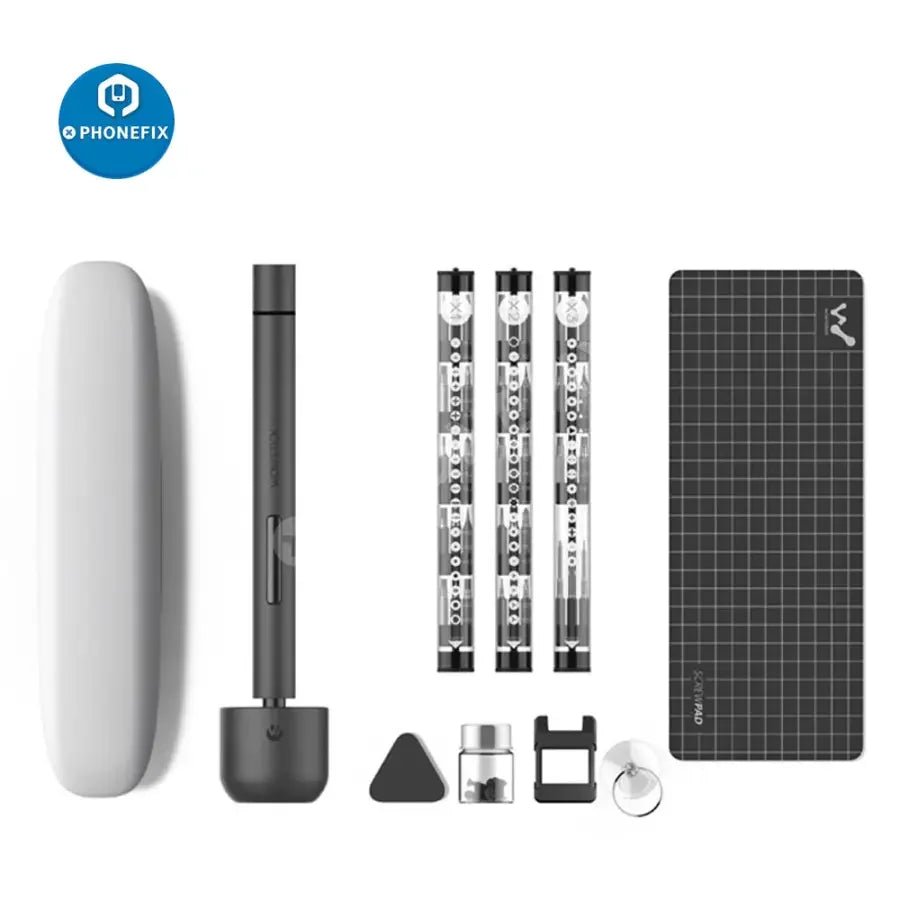 Destornillador eléctrico mini Wowstick 1F+ de PHONEFIX con luz LED para reparaciones de precisión y tareas de montaje electrónico.
