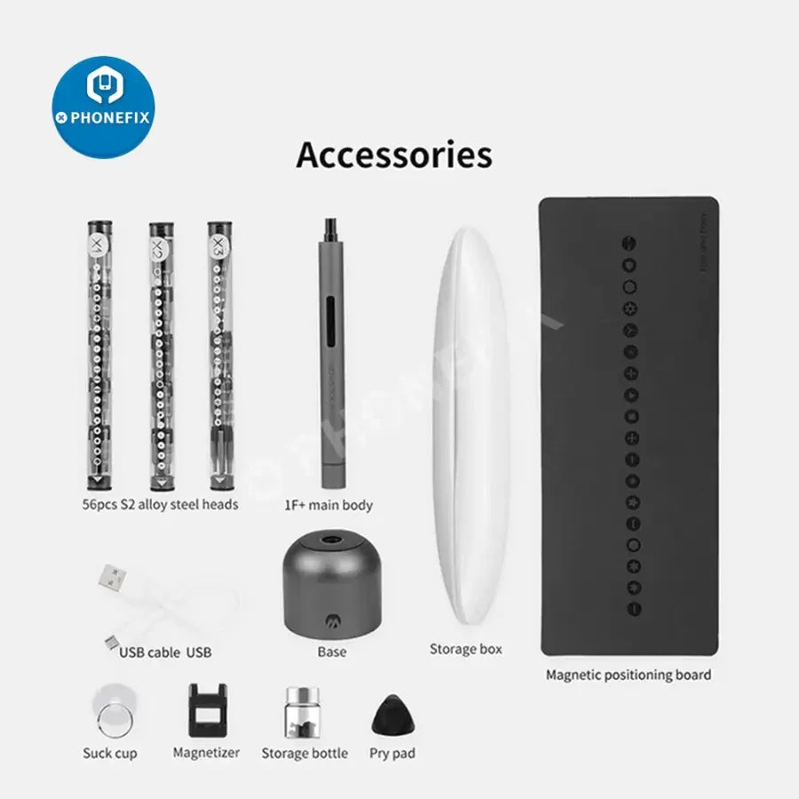 Destornillador eléctrico mini Wowstick 1F+ de PHONEFIX con luz LED, diseño recargable, herramienta de ingeniería de precisión para la reparación de aparatos electrónicos.