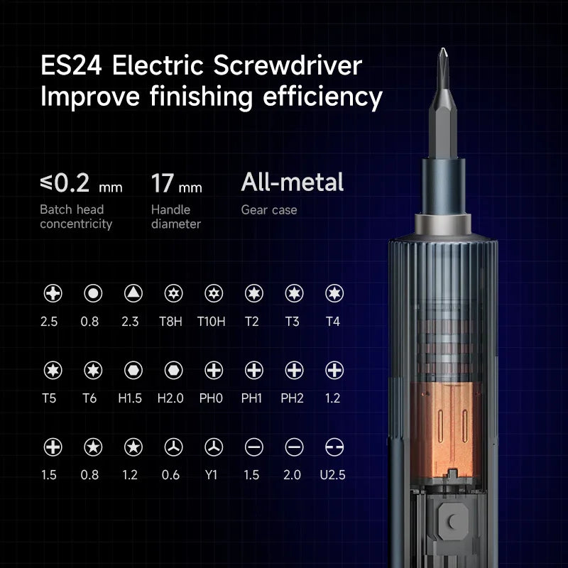 Destornillador eléctrico mini Wowstick 1F+ de PHONEFIX, herramienta de precisión con diseño ergonómico y múltiples puntas.