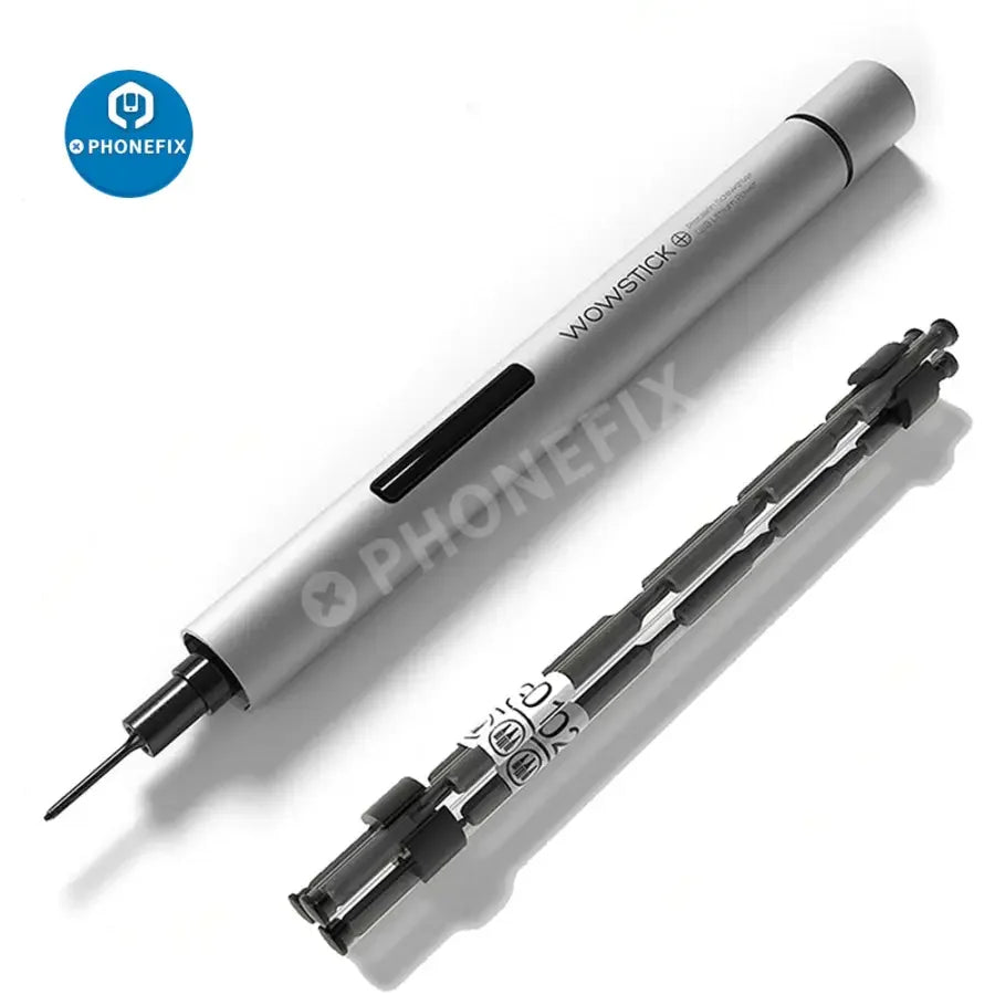 Wowstick 1P+ mini electric screwdriver with 20 bits for phone repair, DIY electronics, and precise electronic screwdriving.