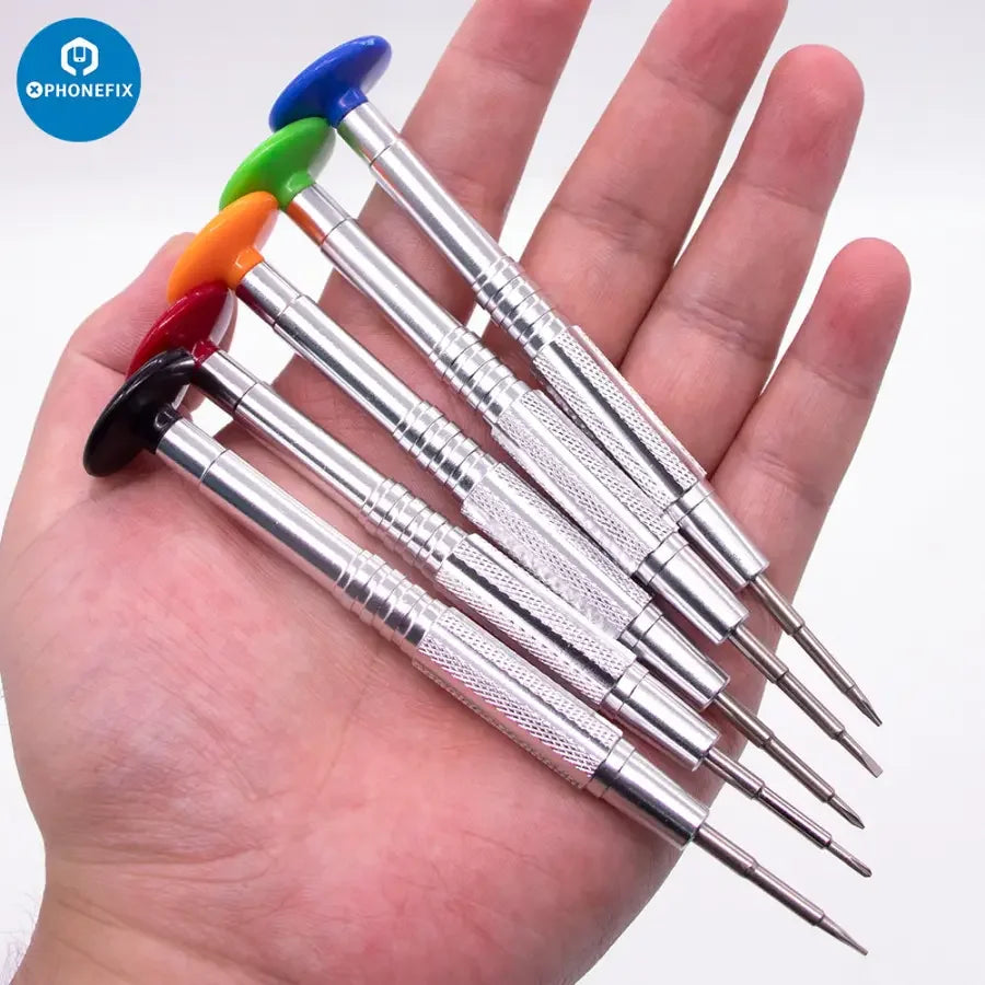 PhoneFix super-hard precision screwdriver set for phone and iPad repair, featuring multiple small screwdrivers for delicate electronics.