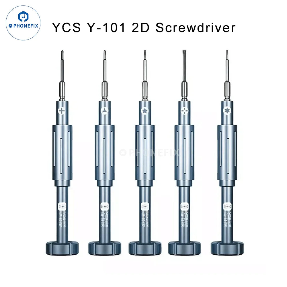 PHONEFIX YCS-T05 Y-101 3D screwdriver set with 5-in-1 magnetic bits, disassembly tool for electronics repair.